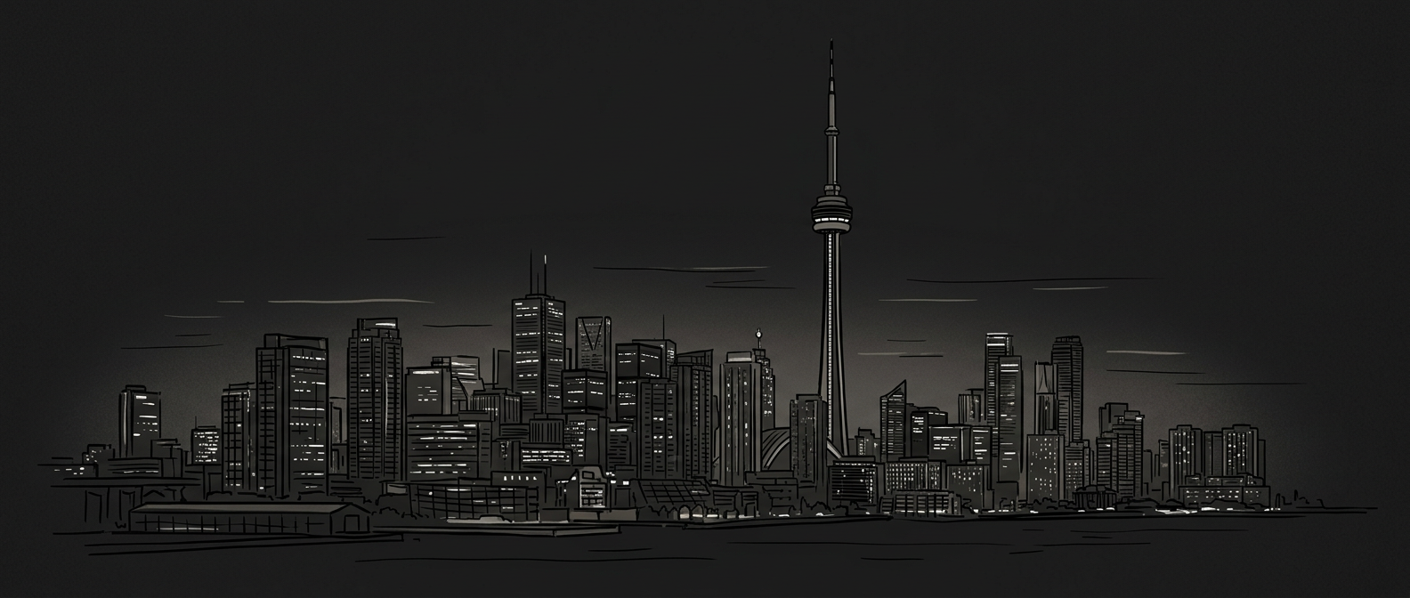 Illustrated Toronto skyline with the CN Tower